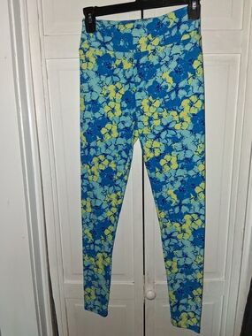 LuLaRoe Blue and Yellow Floral Leggings